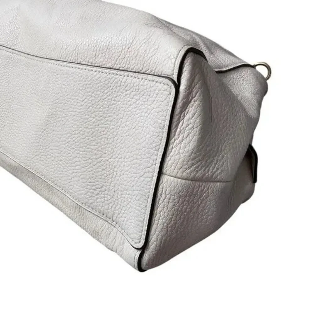 Vintage Coach Hallie Pebble Leather Snake Trim White Hobo Shoulder Bag - Picture 4 of 14